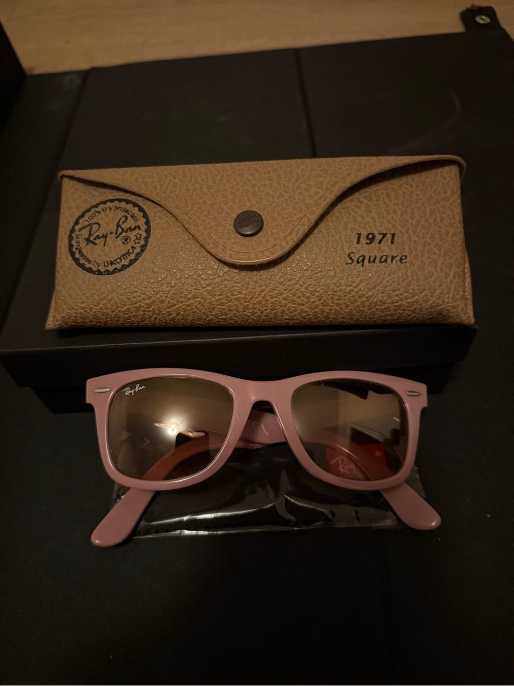 Ray-Ban Kids Pink Square Sunglasses with Brown Lenses